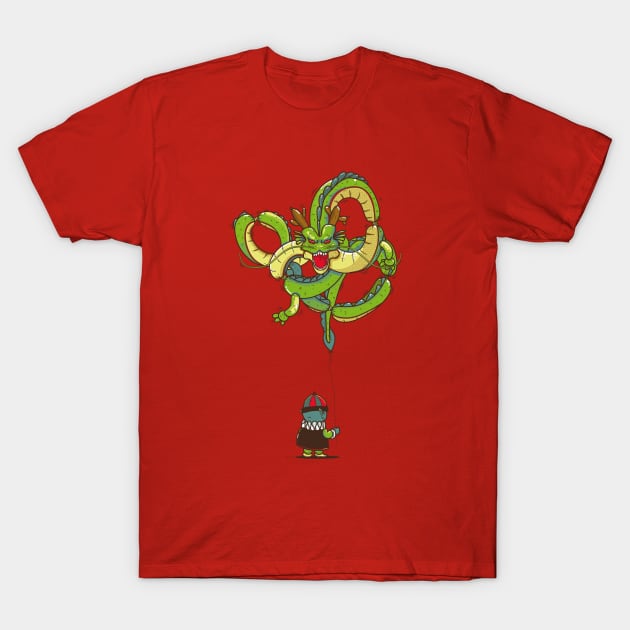 I´m Happy. Dragon balloon with Pilaf. T-Shirt by Curvilineo